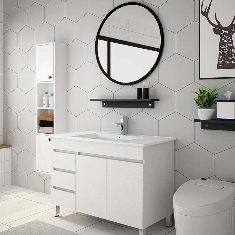 white melamine bathroom cabinet